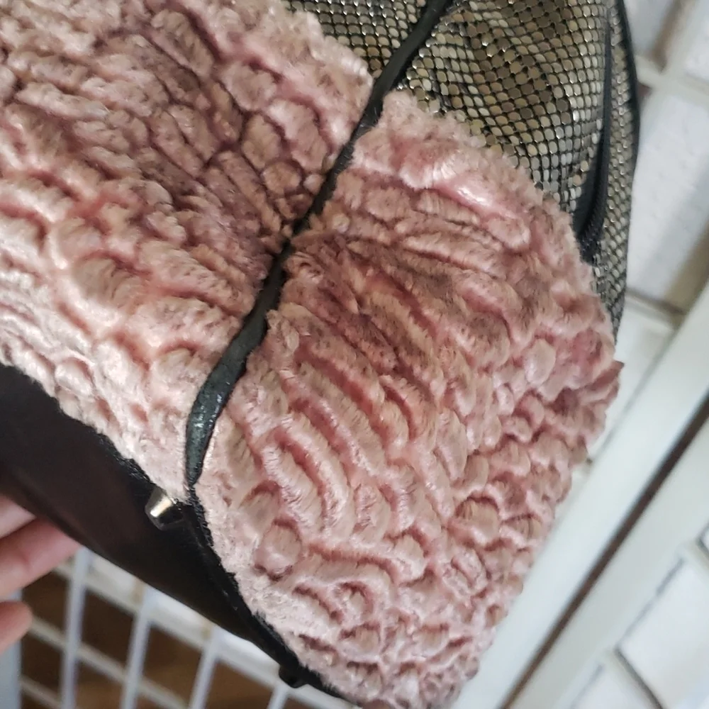 Whithing and Davis metallic mesh fabric chain handles big bag